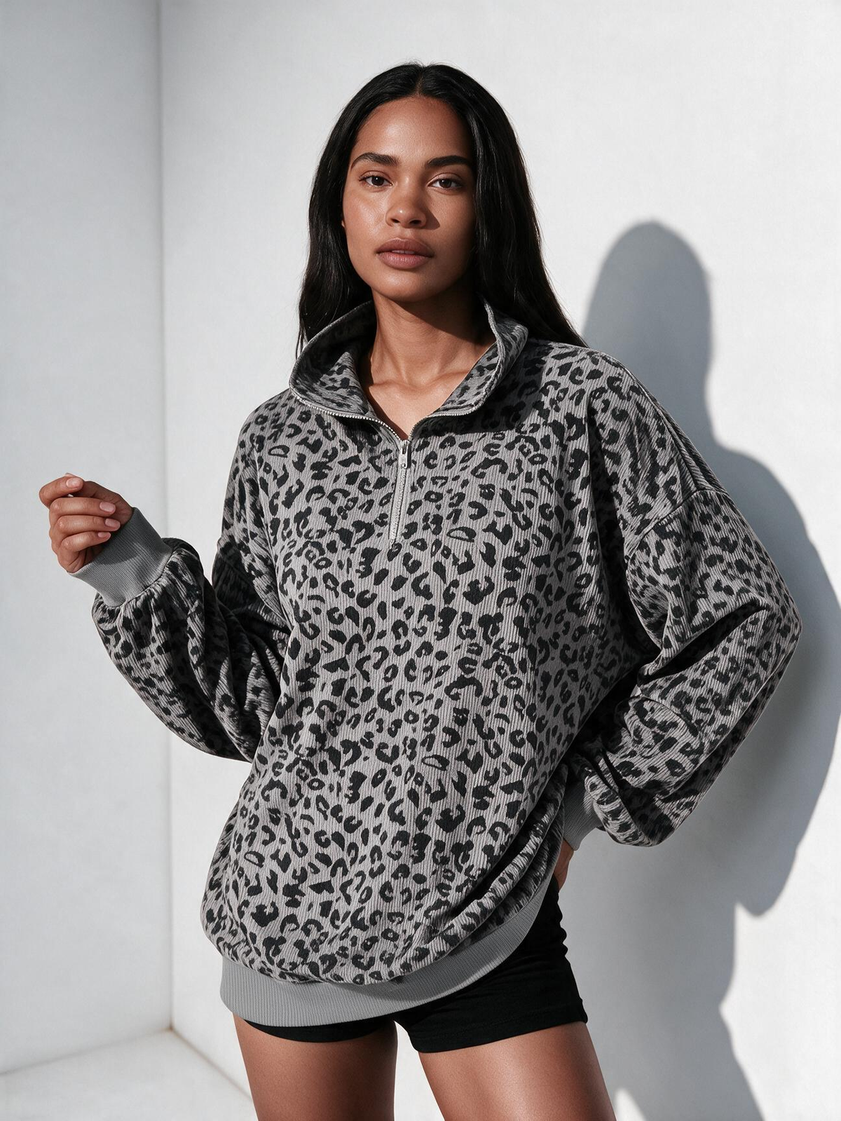 The Marlowe Leopard Half-Zip Pullover