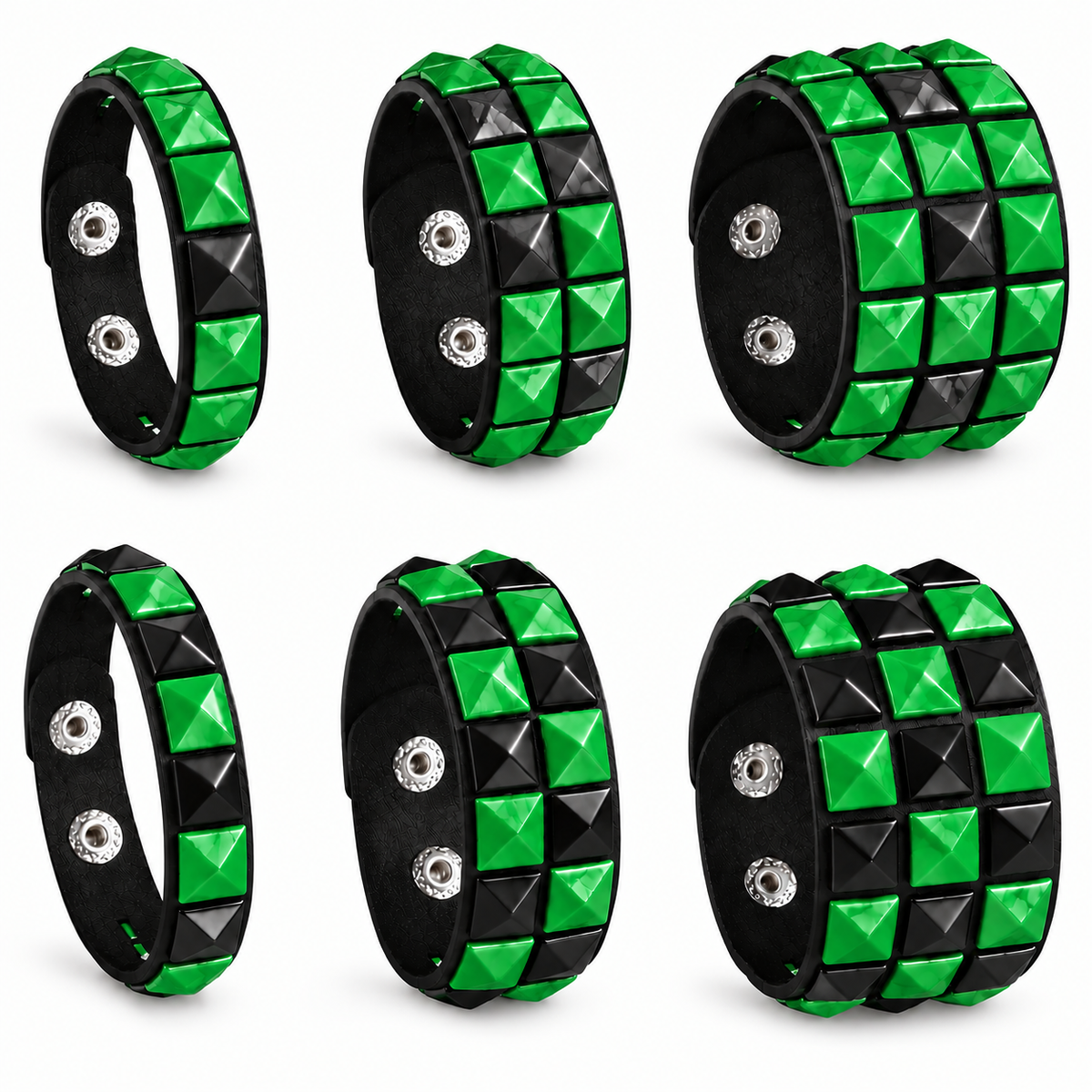6Pcs Punk Rock Wide Artificial Leather Cuff Bracelets