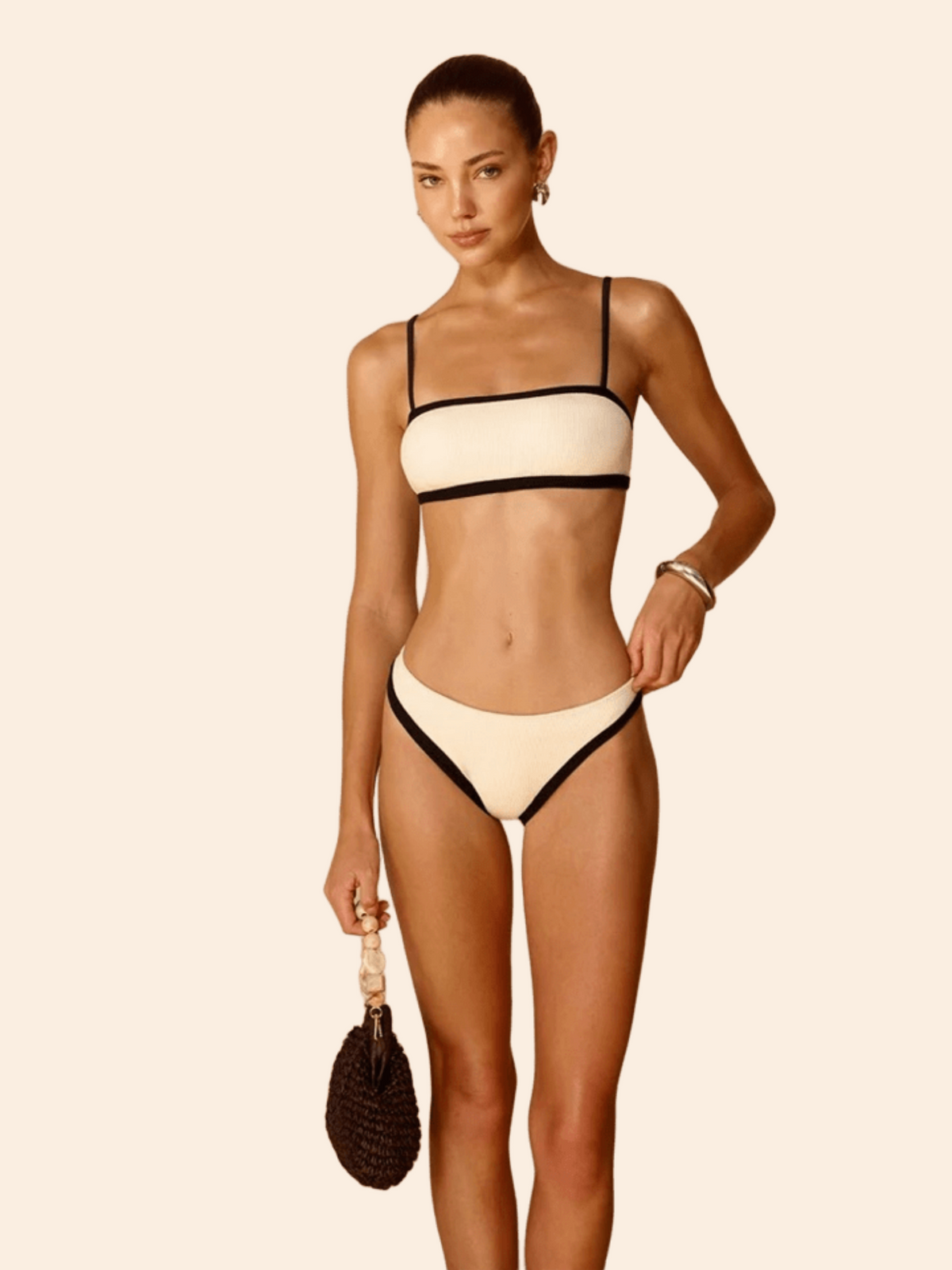 The Isla Ribbed Contrast-Trim Bikini Set
