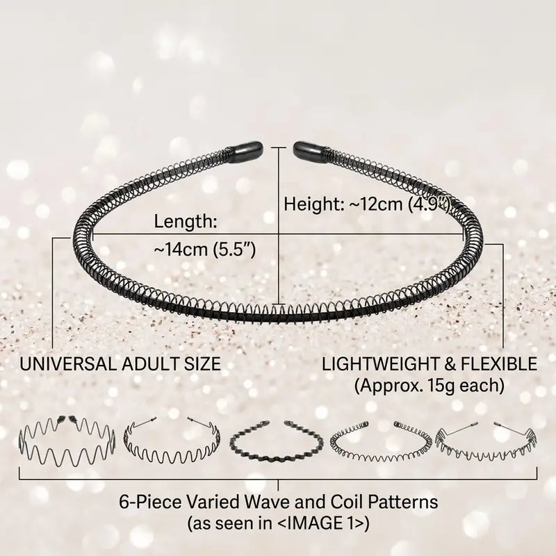 Men & Women's 6-Count Elastic Headbands Set