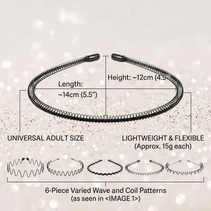 Men & Women's 6-Count Elastic Headbands Set