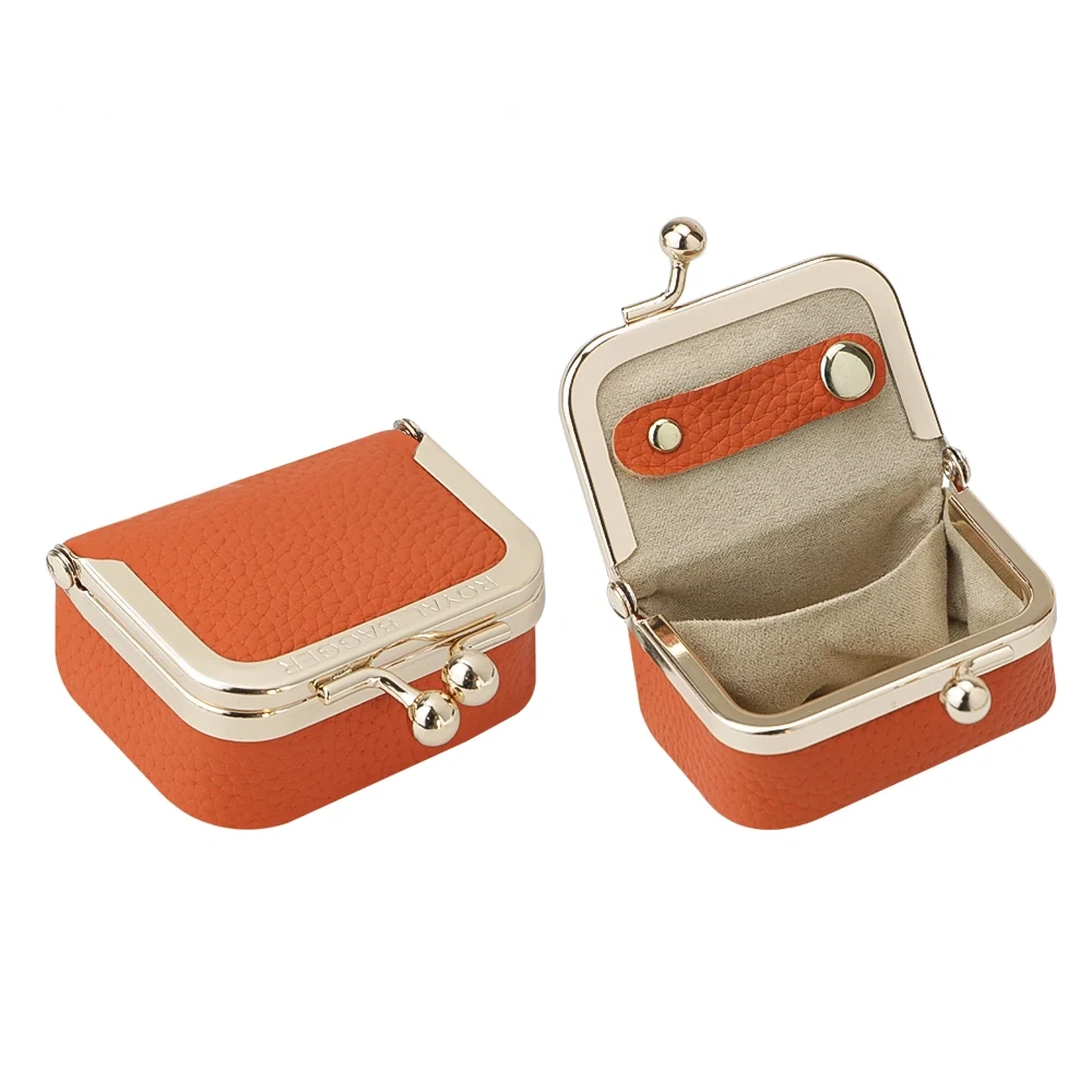 1894 Genuine Leather Kiss-Lock Jewelry Box