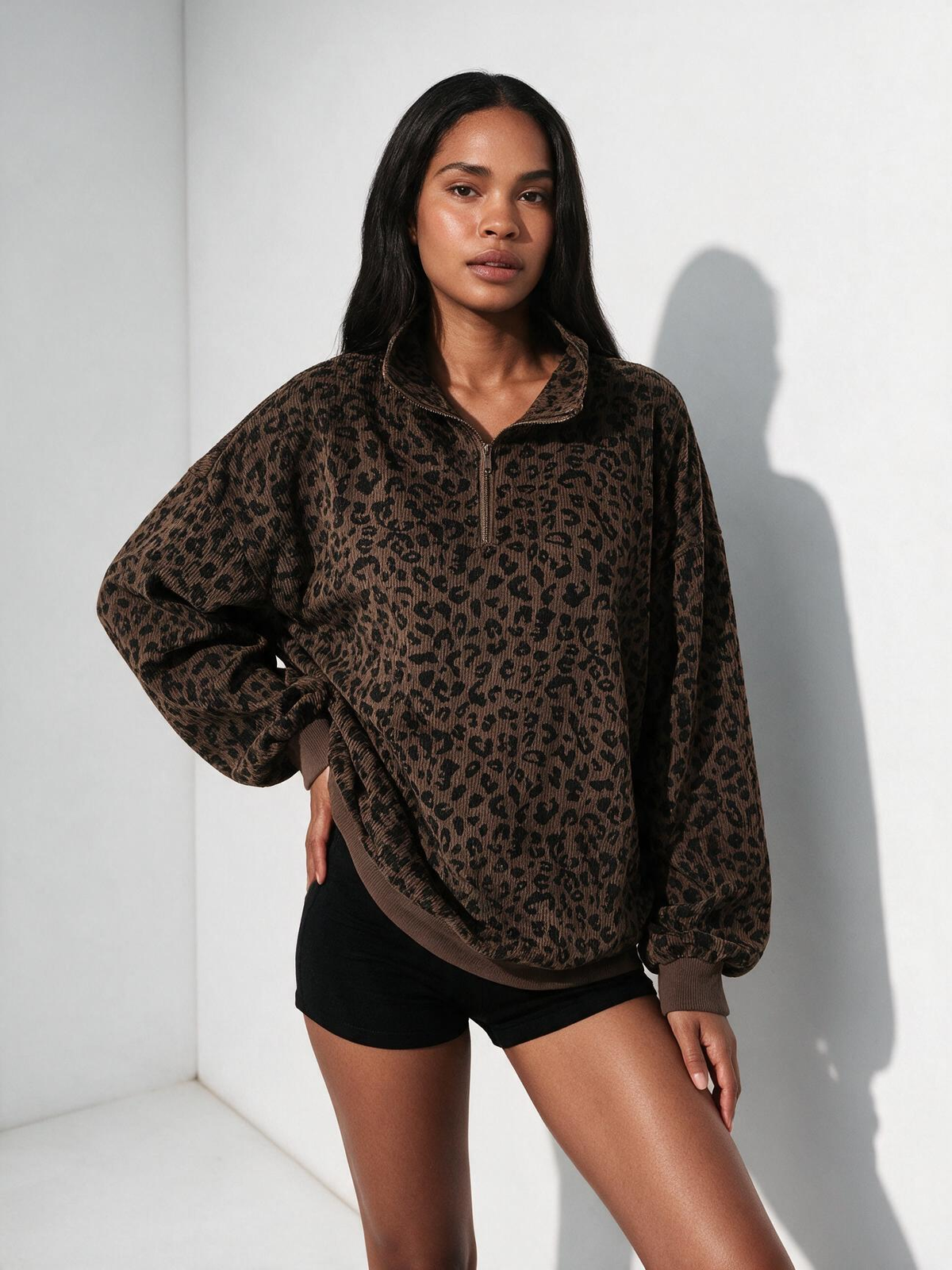The Marlowe Leopard Half-Zip Pullover