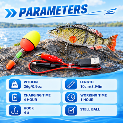 Robotic Artificial Fishing Lure|5.1in Multi-Segment 4-Jointed USB Rechargeable Electric Swimbait