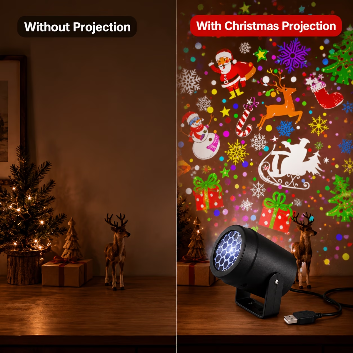 Christmas Projector Lights, 16 Rotating LED Patterns for Holiday Decor