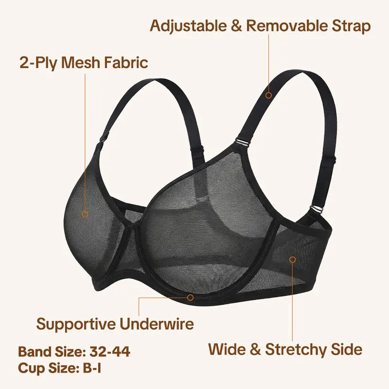 Seraphina Air Light Breathable Sheer Mesh Halter Bra