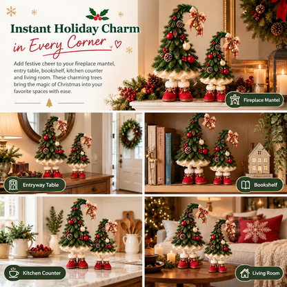 Whimsical Christmas Elf Tree Decor – Festive Holiday Tabletop Trees