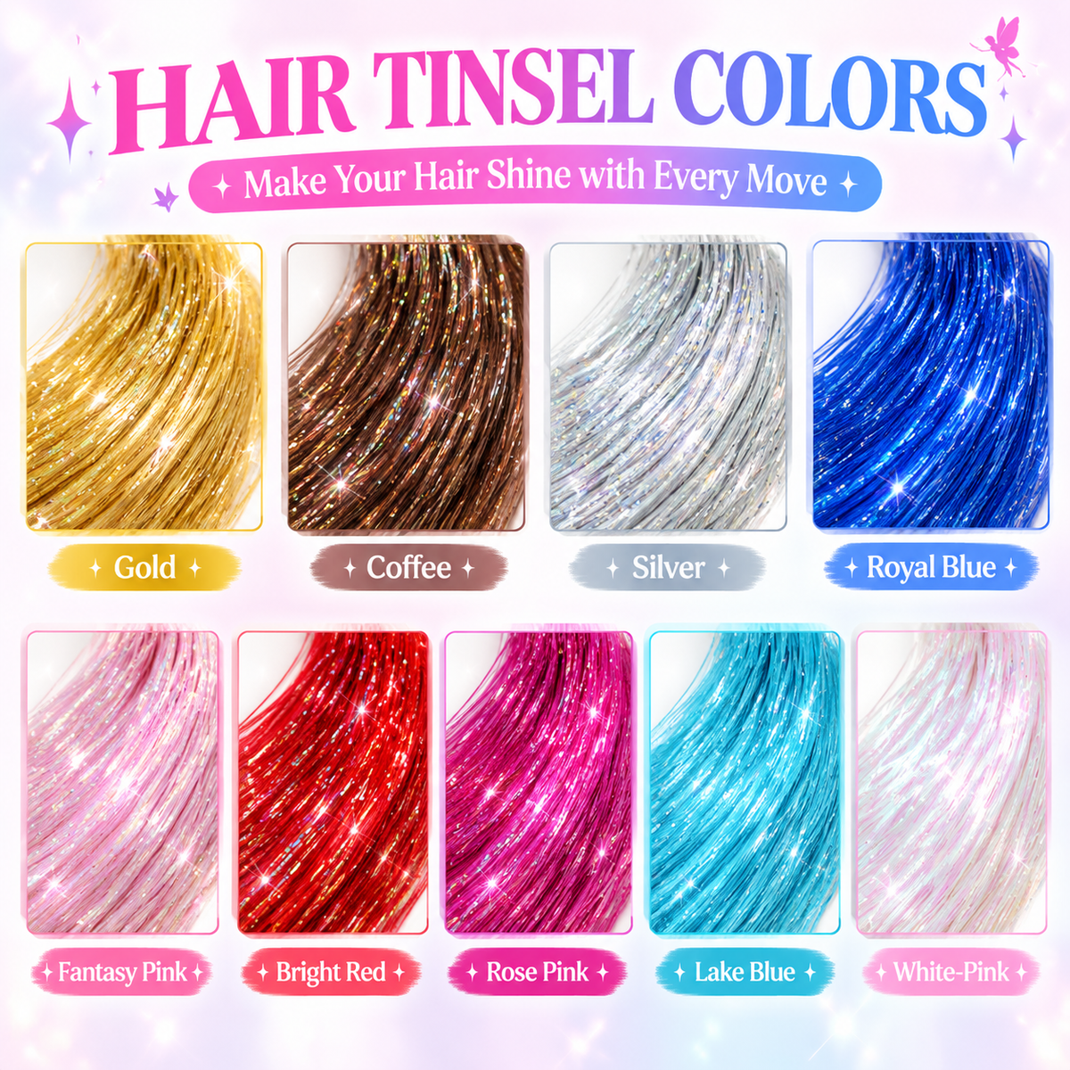 Buy 1 Get 1 Free 🔥 Fairy Hair Metal Wire Set|6-Piece Clip-On Rainbow Hair Accessories
