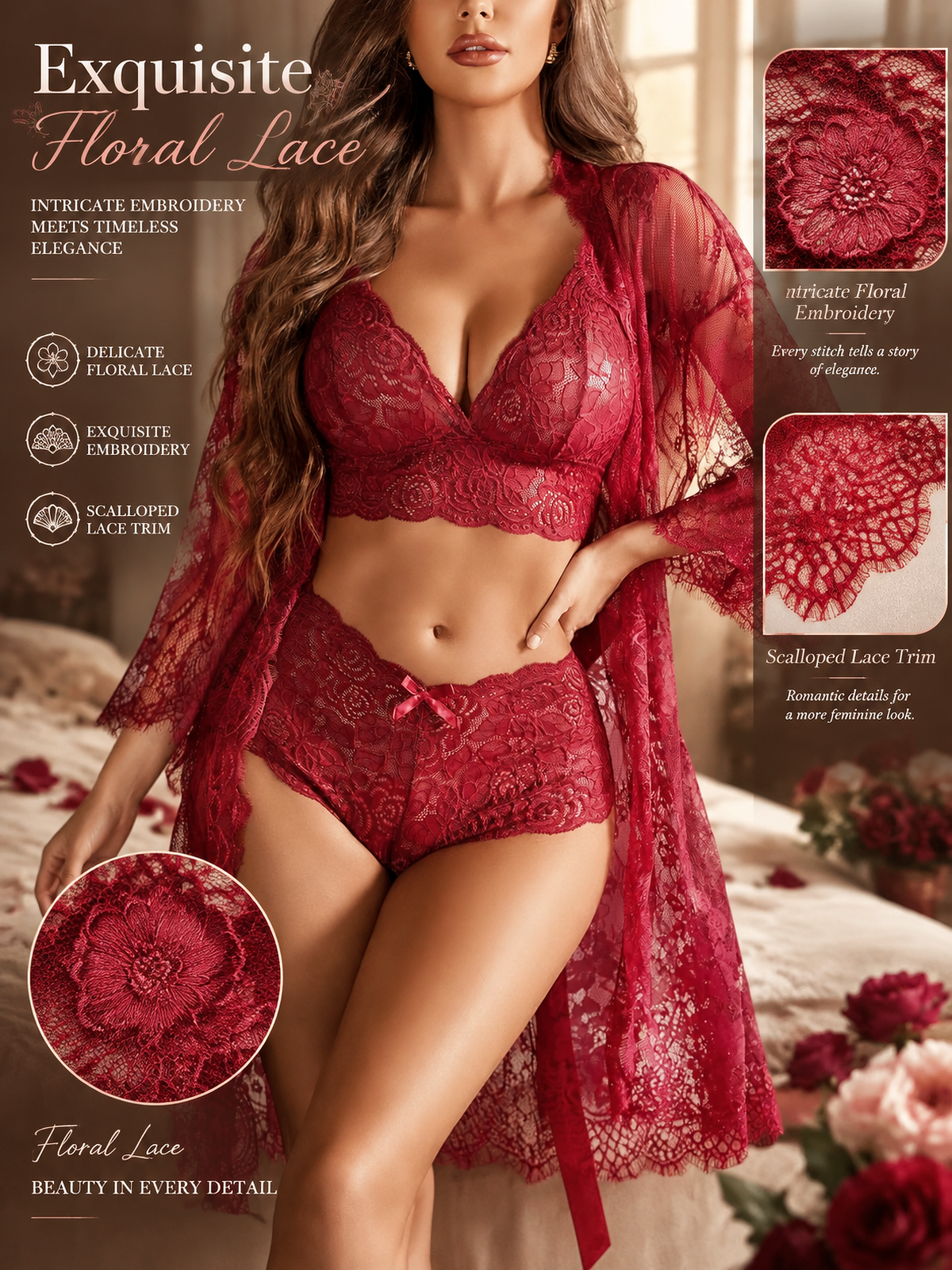 The Seraphine Lace Robe Set