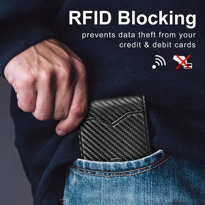 💳RFID Blocking Leather & Carbon Fiber Wallet