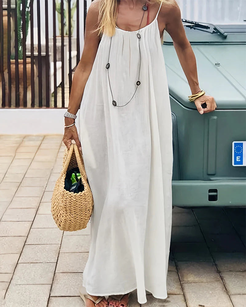 Women’s Solid Color Backless Cami Dress — Effortless Elegance, All-Day Comfort