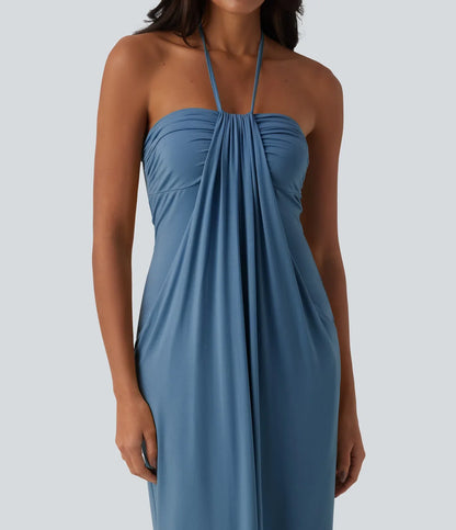 Halter Tie Back Maxi Dress with Pockets