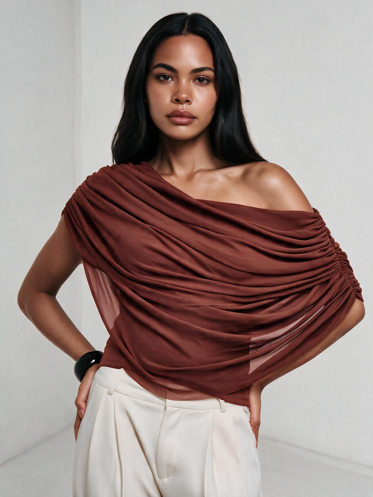 The Elara Draped Asymmetrical Top