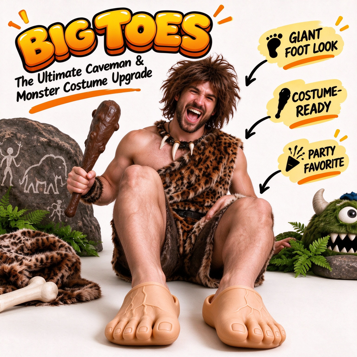 Funny Bigfoot Slippers – Giant Feet Halloween Costume Shoe Covers