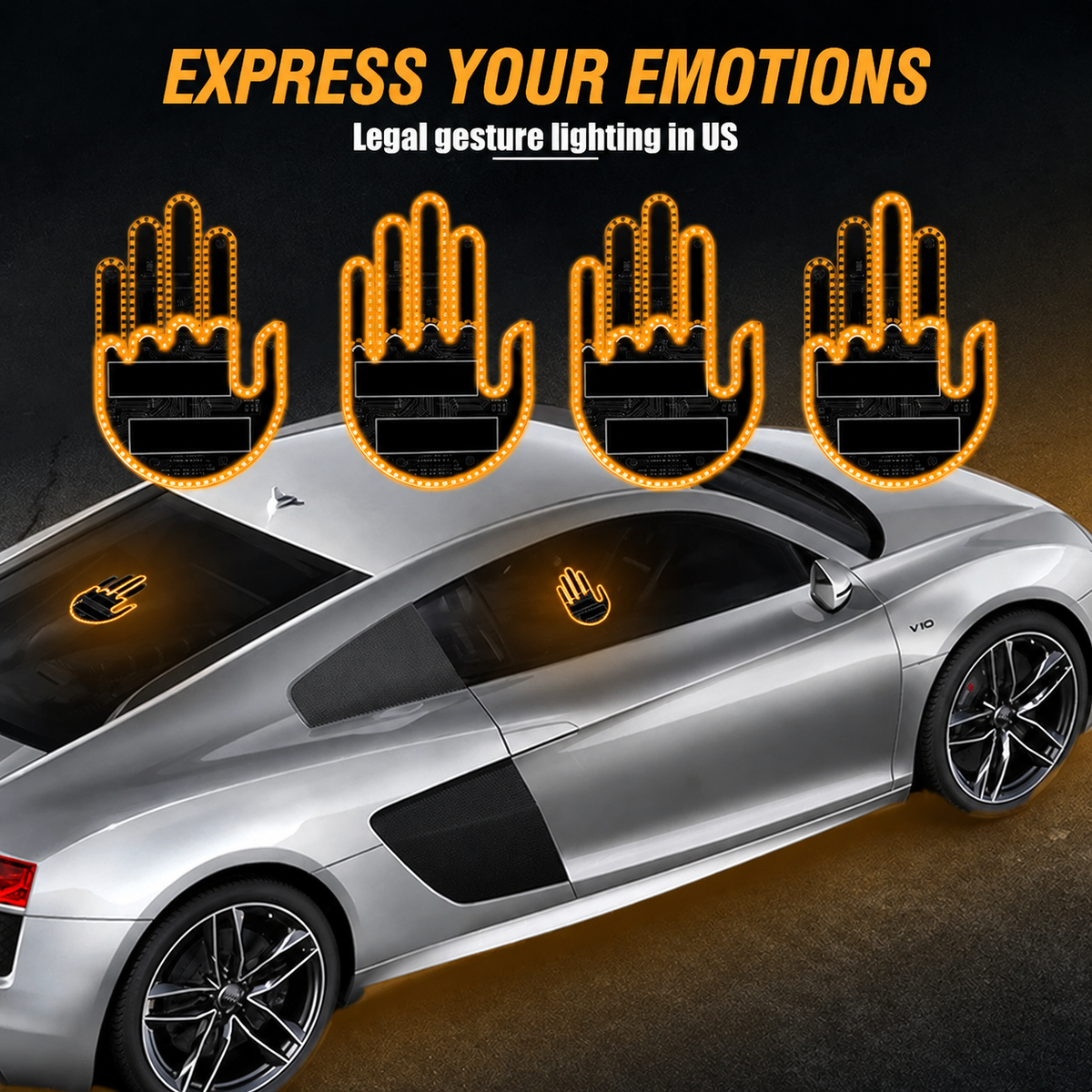 Car Gesture Decorative Lights|Remote Control 4 Mode Fun Finger Lights