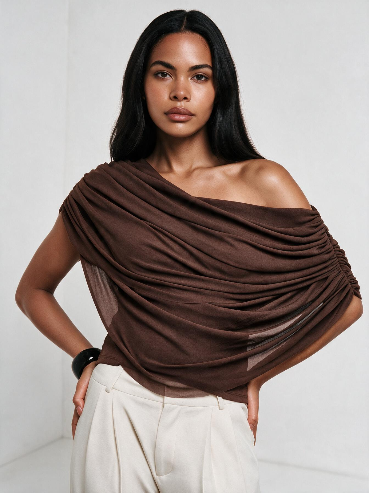 The Elara Draped Asymmetrical Top