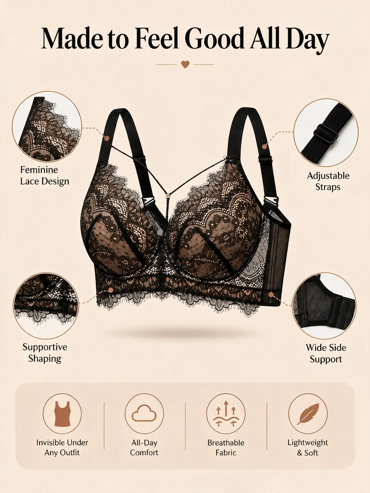 The Amara Lace Balconette Bra
