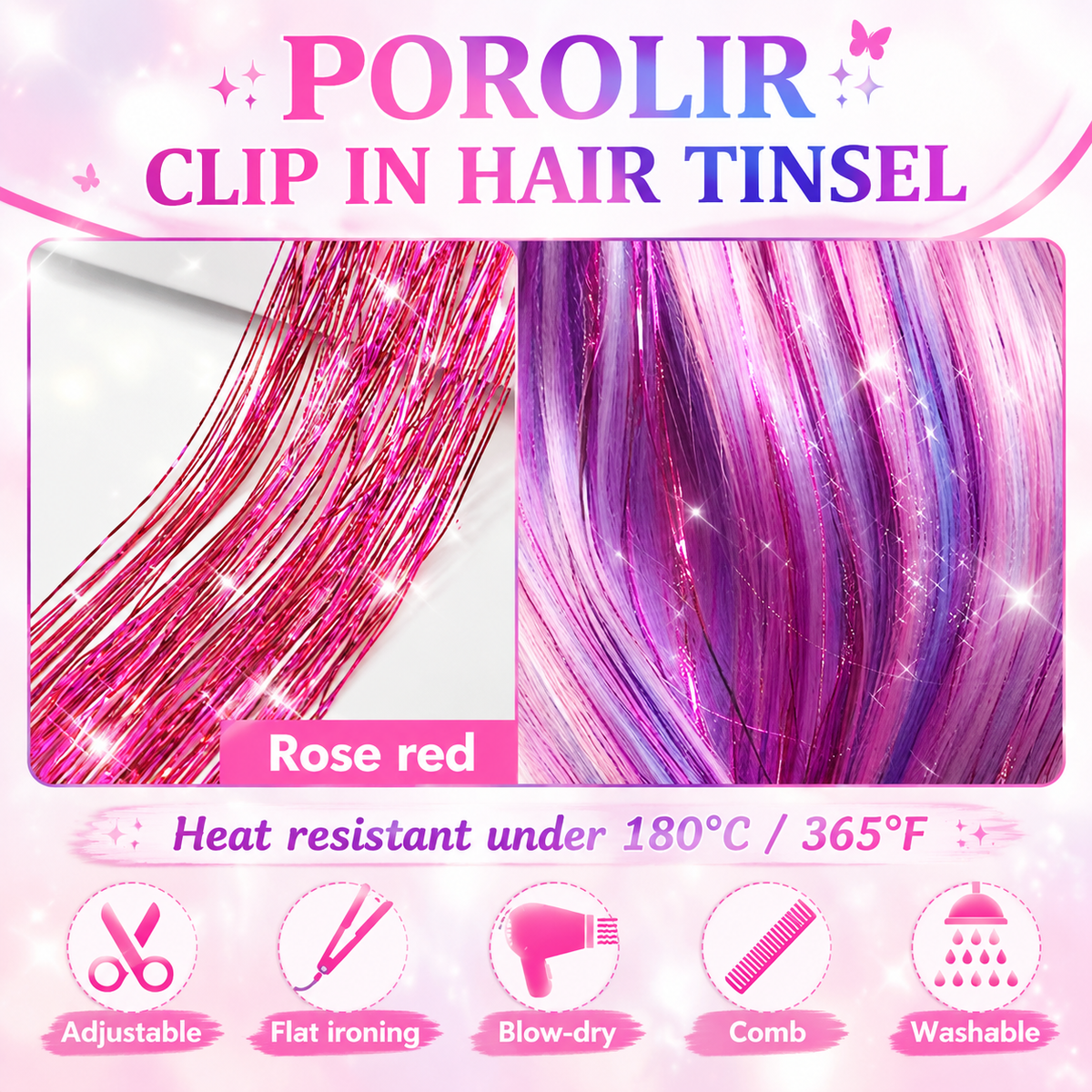Buy 1 Get 1 Free 🔥 Fairy Hair Metal Wire Set|6-Piece Clip-On Rainbow Hair Accessories