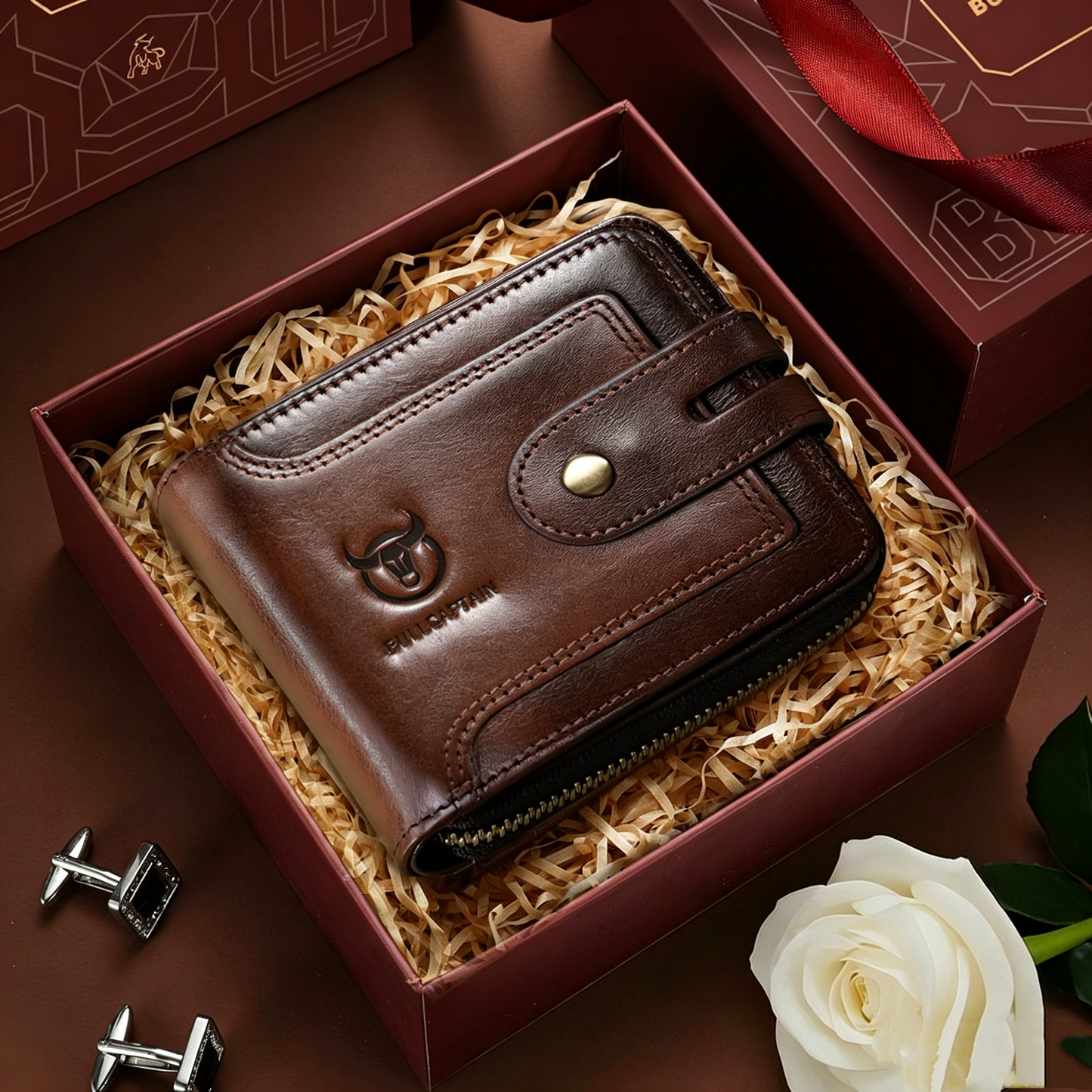 Men’s Slim RFID Leather Zipper Wallet – Business Essential