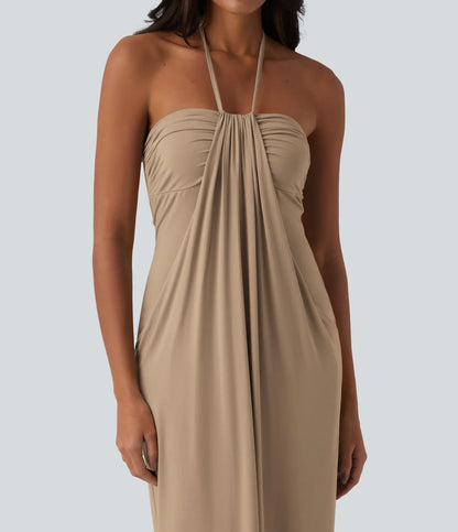 Halter Tie Back Maxi Dress with Pockets