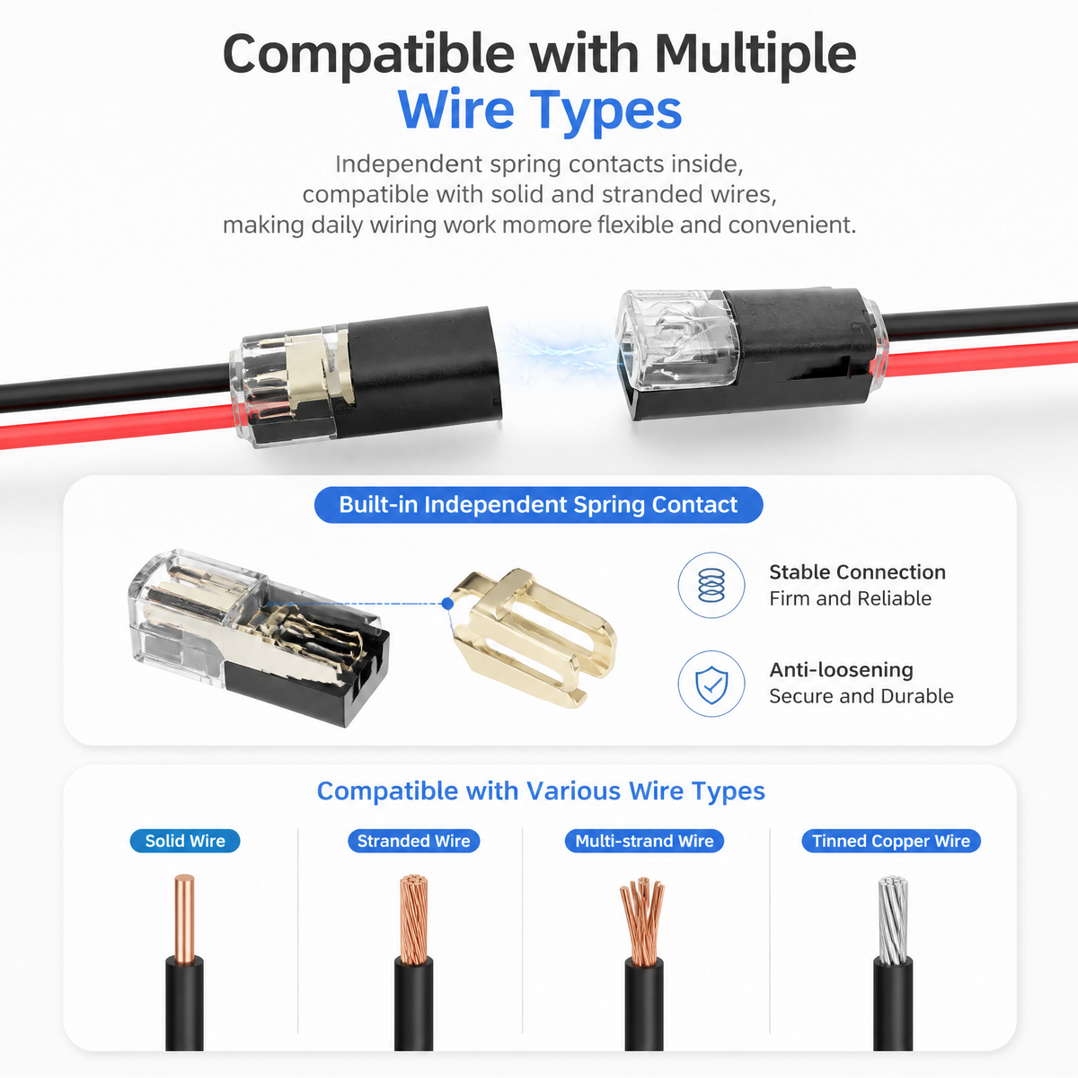 2-Pin Push-In Wire Connectors – Fast LED Strip Wiring