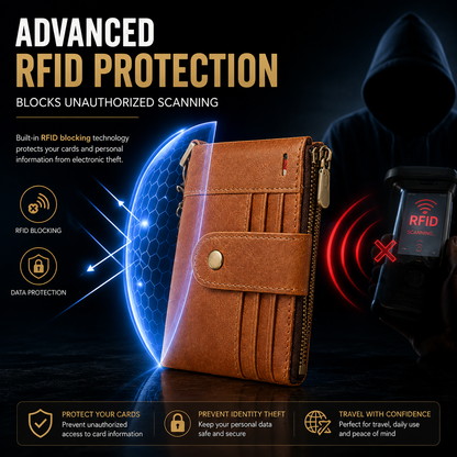 Rfid Blocking Genuine Leather Wallet
