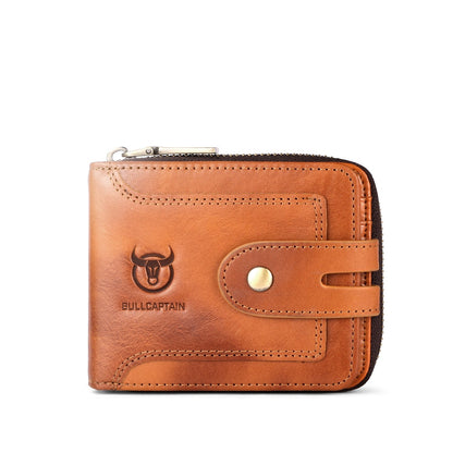 Men’s Slim RFID Leather Zipper Wallet – Business Essential