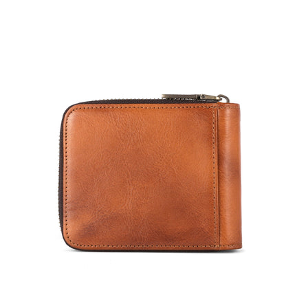 Men’s Slim RFID Leather Zipper Wallet – Business Essential