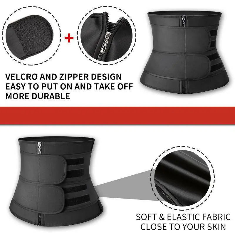 Men Zipper Adjustable Sweat Waist Trainer Cincher