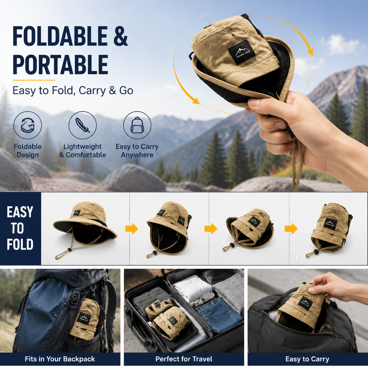 Outdoor Sun Protection Hat with Wide Brim and Neck Flap