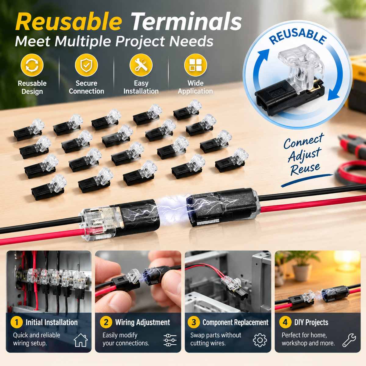 2-Pin Push-In Wire Connectors – Fast LED Strip Wiring