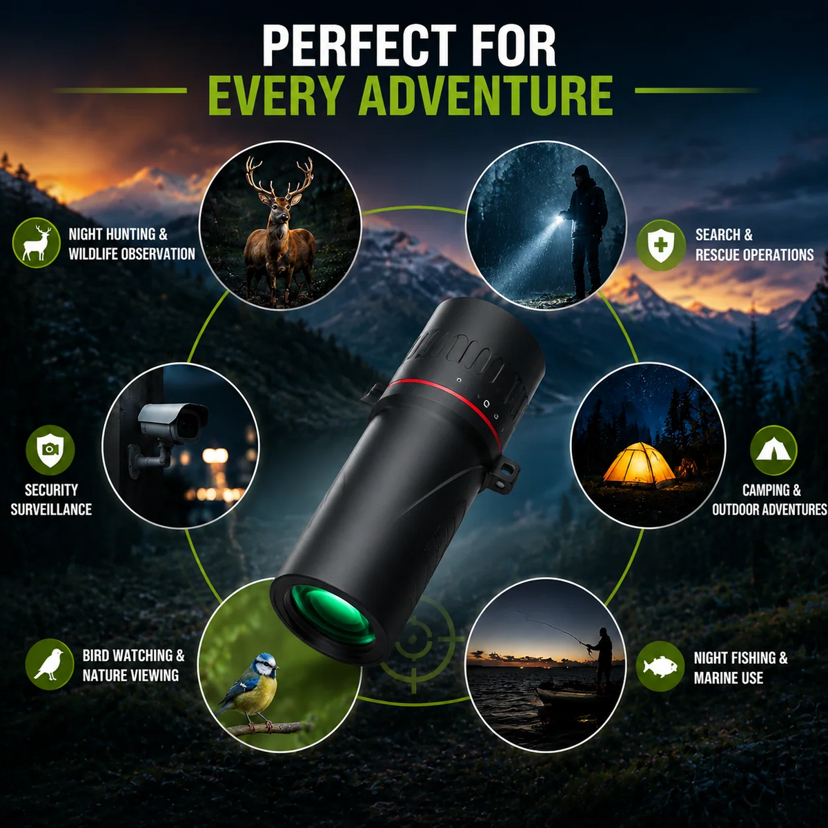 AI15 Day/Night Dual-Use Monocular | 8000m Long Distance Detection Range