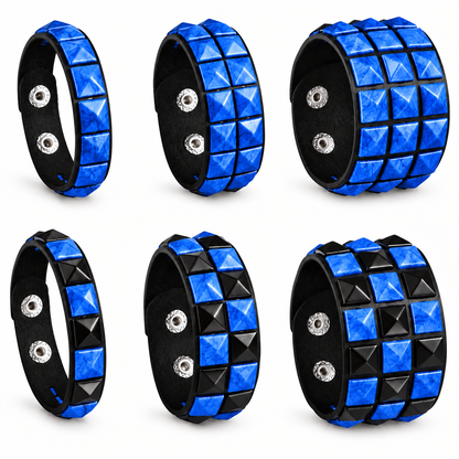 6Pcs Punk Rock Wide Artificial Leather Cuff Bracelets