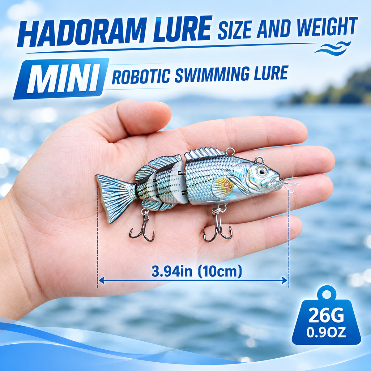 Robotic Artificial Fishing Lure|5.1in Multi-Segment 4-Jointed USB Rechargeable Electric Swimbait