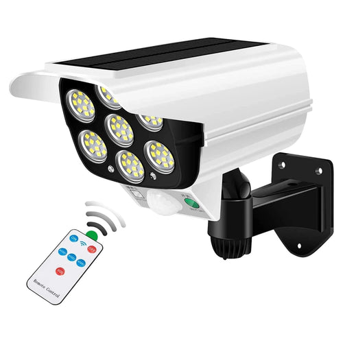 Solar Motion Sensor Security Light – 2000 Lumens, 77 LEDs, IP66, Fake Camera Decoy