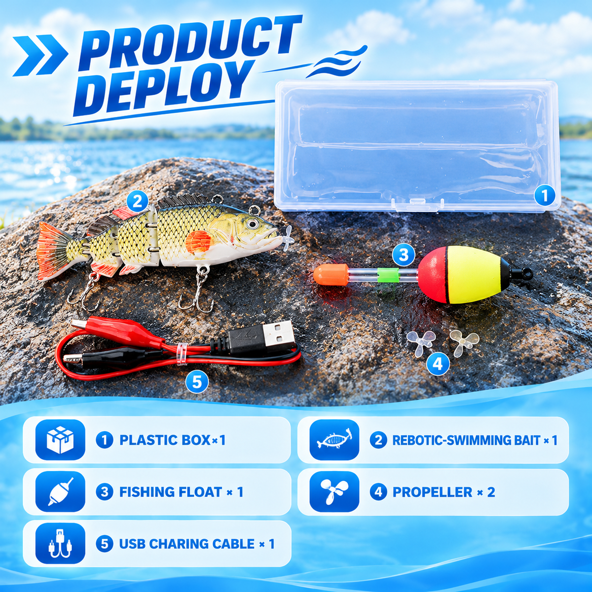 Robotic Artificial Fishing Lure|5.1in Multi-Segment 4-Jointed USB Rechargeable Electric Swimbait