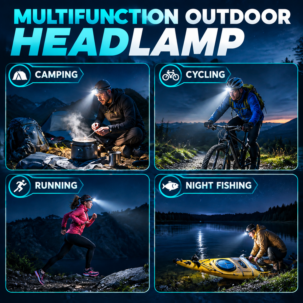 Rechargeable LED Headlamp|7 Modes Bright Waterproof Headlight