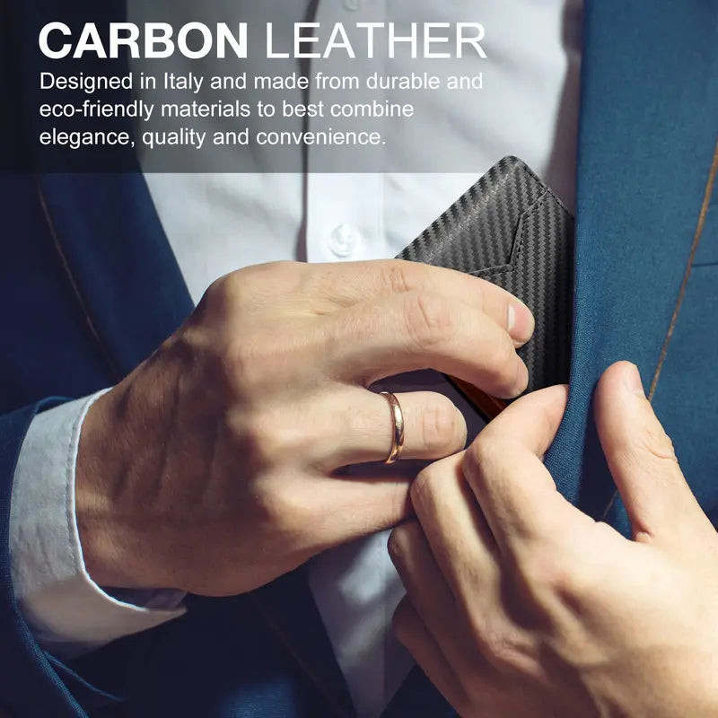 💳RFID Blocking Leather & Carbon Fiber Wallet