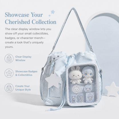 Star Print Ita Crossbody Bag with Clear Display Window