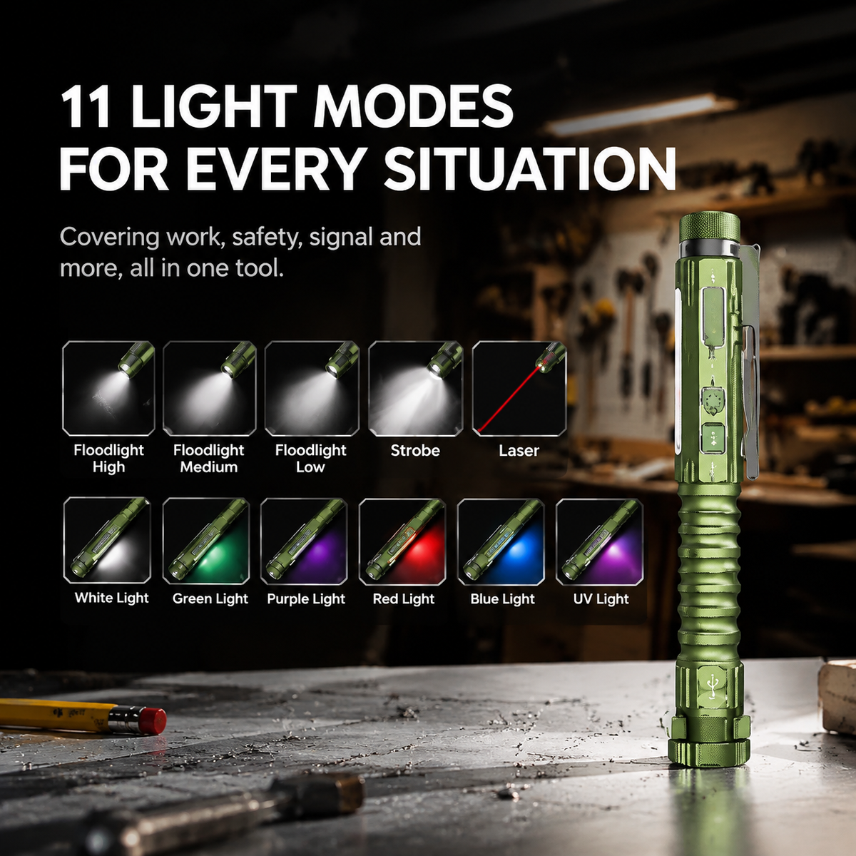 Compact Rechargeable EDC Flash Light | Cordless Rechargeable Light-Up Torch for Working & Emergency