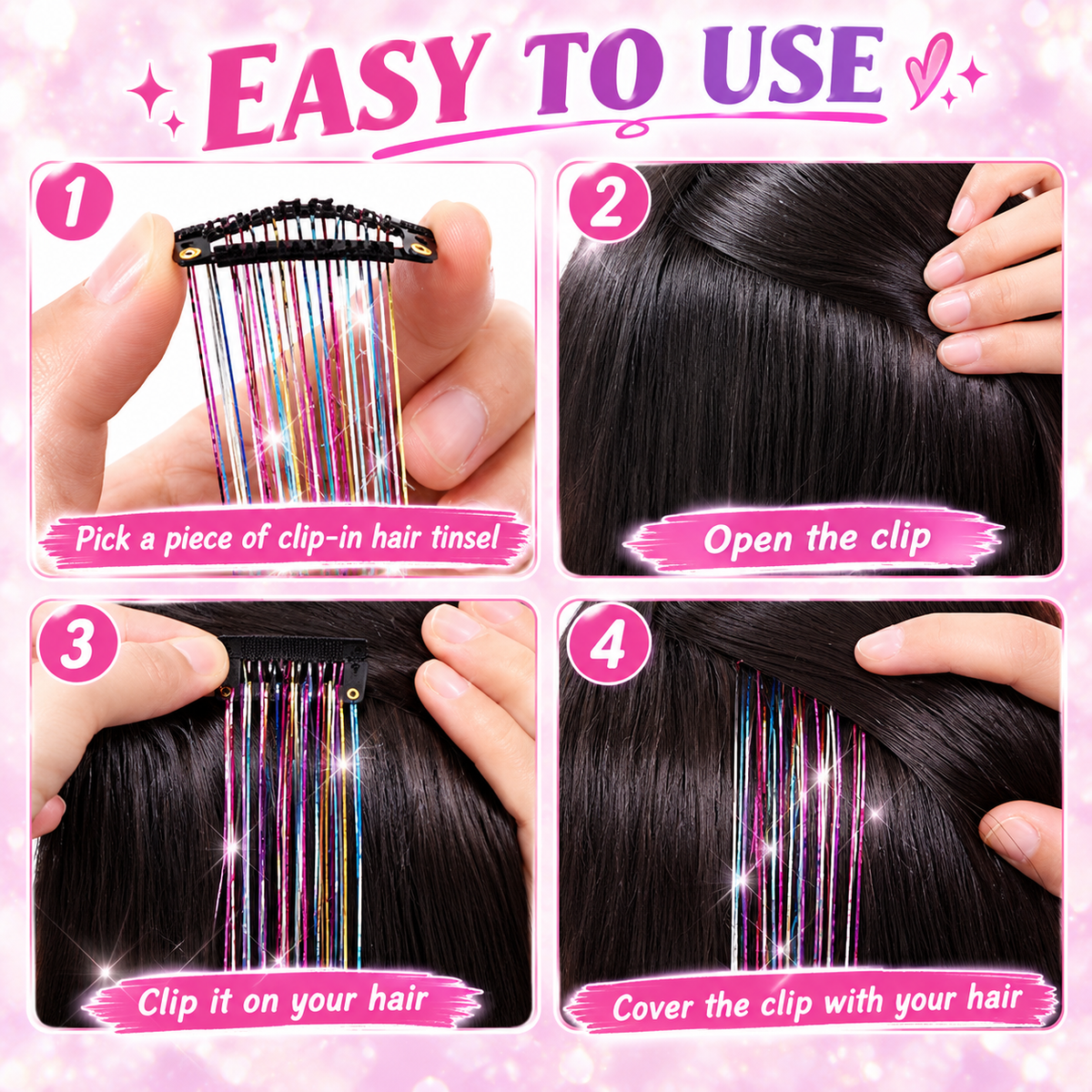 Buy 1 Get 1 Free 🔥 Fairy Hair Metal Wire Set|6-Piece Clip-On Rainbow Hair Accessories