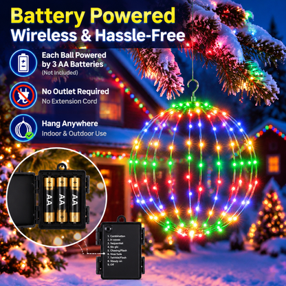 8-Inch Battery Operated Hanging Globe Fairy Lights with 8 Modes