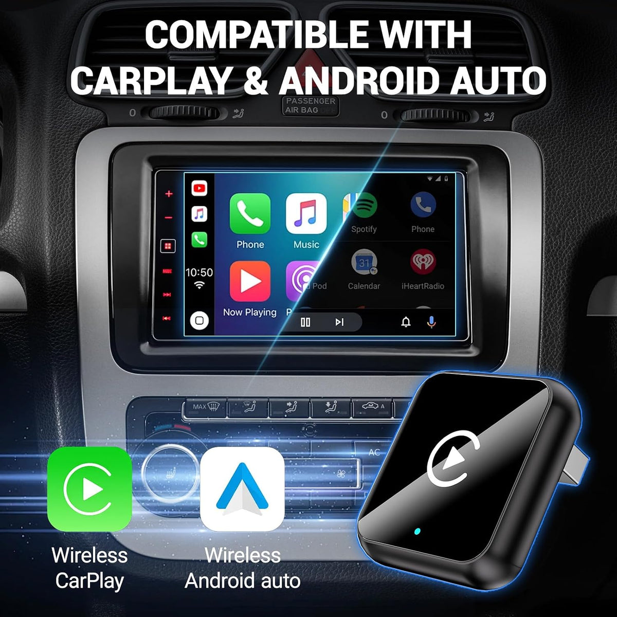 2-in-1 Wireless CarPlay Adapter|Convert Wired to Wireless for Factory Cars