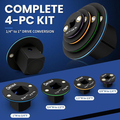 2026 Low Profile Impact Socket Adapter Set – 4-Piece Stubby Ratchet Adapters