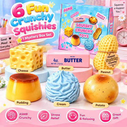 6 Pack Crunchy Squishy Toys – Slow-Rebound ASMR Stress Relief Set