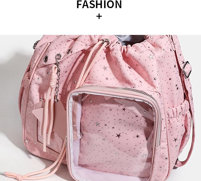 Star Print Ita Crossbody Bag with Clear Display Window