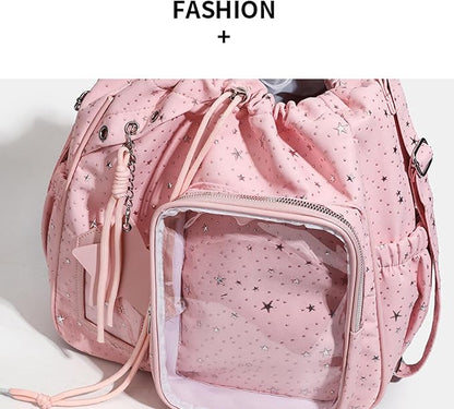 Star Print Ita Crossbody Bag with Clear Display Window