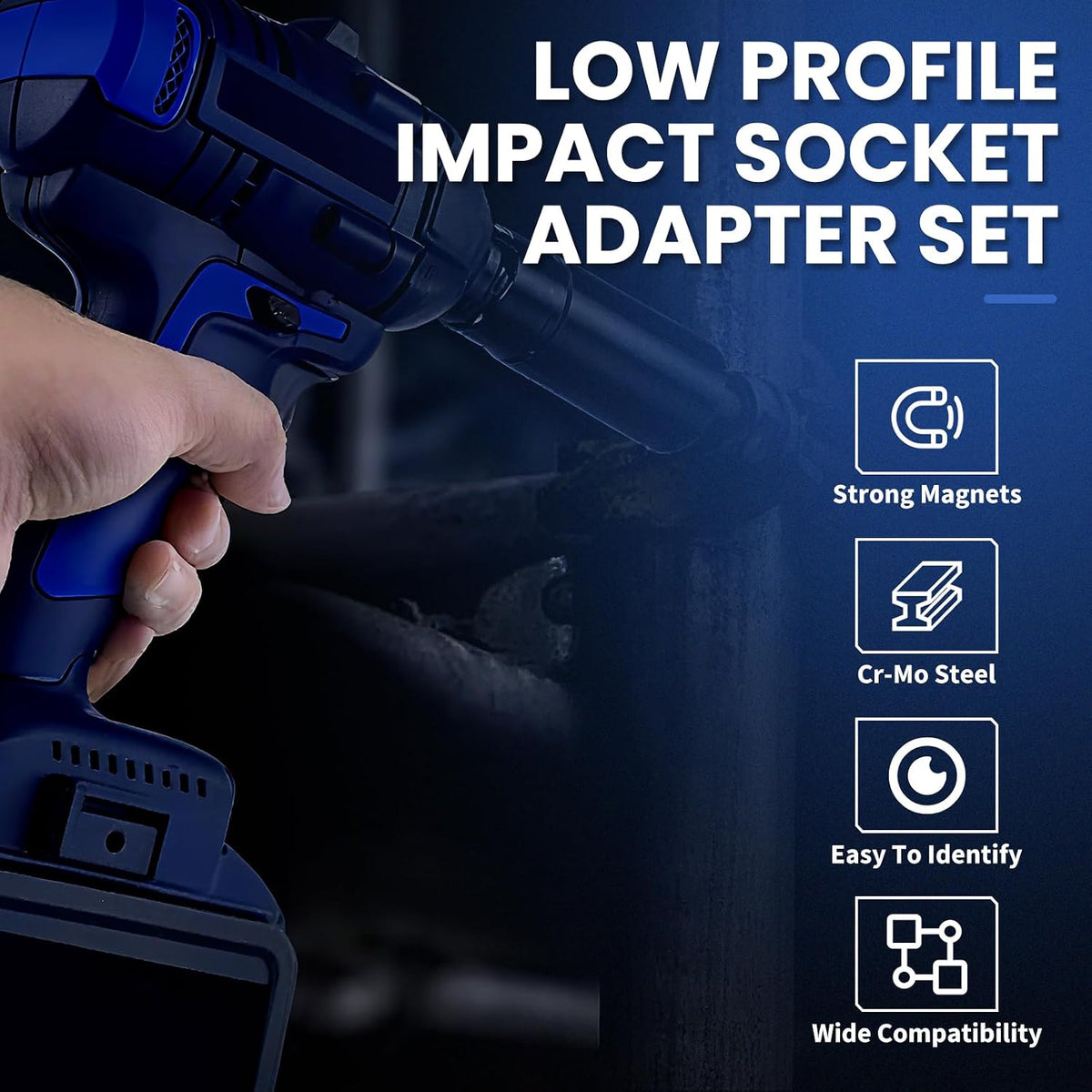 2026 Low Profile Impact Socket Adapter Set – 4-Piece Stubby Ratchet Adapters