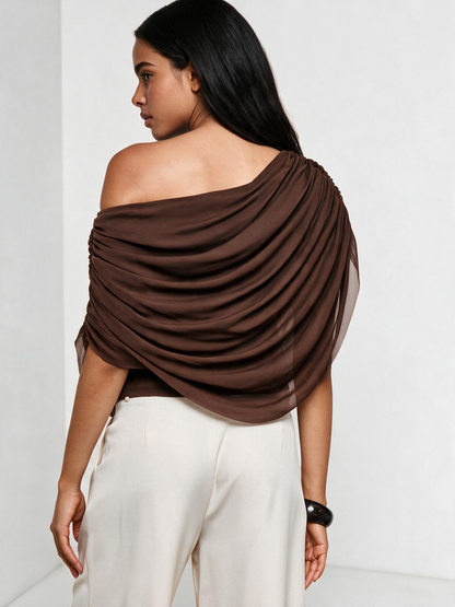 The Elara Draped Asymmetrical Top