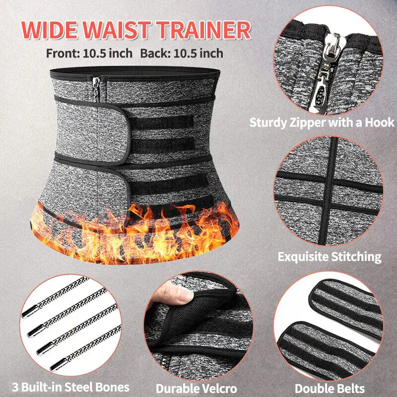 Men Zipper Adjustable Sweat Waist Trainer Cincher